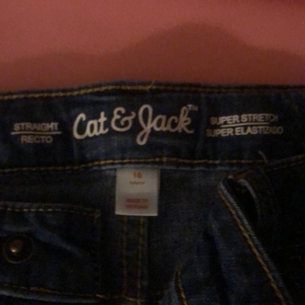 Size 16 kids/ target/ cat & jack brand/ dark blue jeans button and zipper/ denim